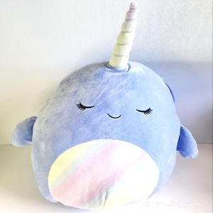 NAOMI 🌈 14" Purple Blue Narwhal w Rainbow Belly Squishmallow Kelly Toy NWT
